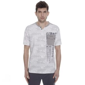 Dark Black Projek Raw Men’s Gray Camo Henley Tee XL Streatwear Pocket Cotton Y2K